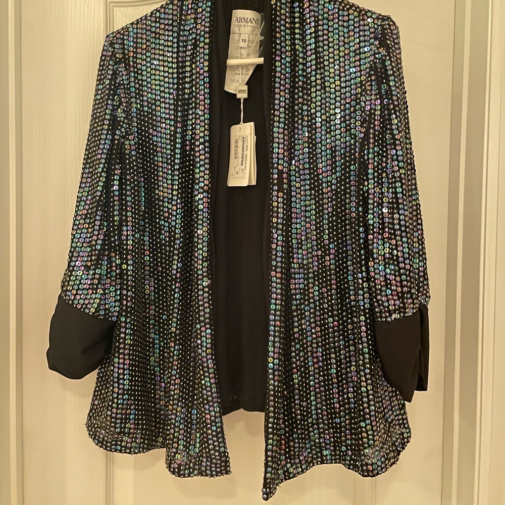 NWT Armani Sequin Jacket, 3/4 Sleeves, size 10
